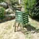 4 old iron and wood garden folding chairs