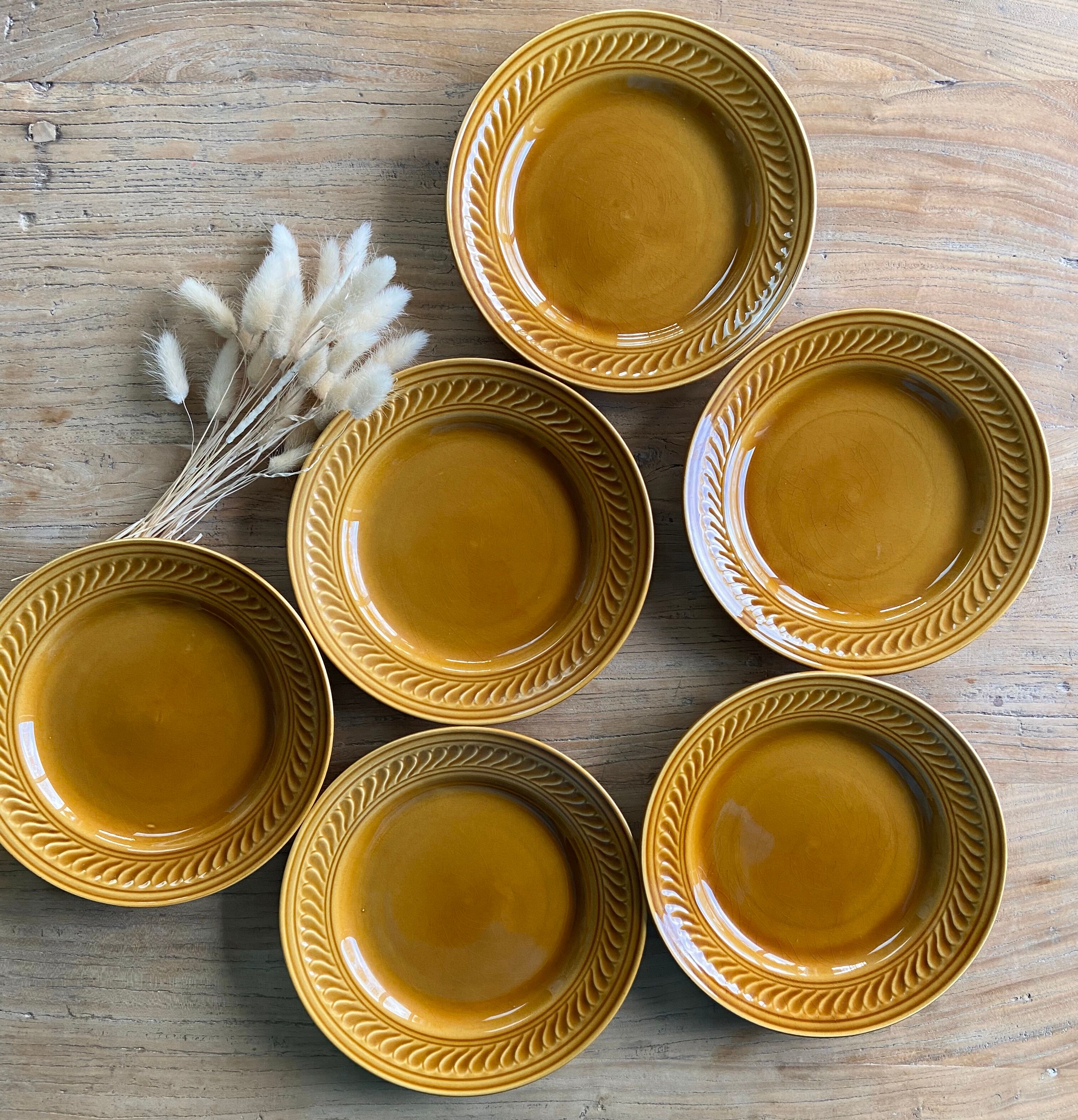 6 flat plates gien france vintage