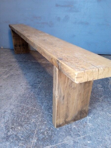 Old solid wood bench of 2 meters