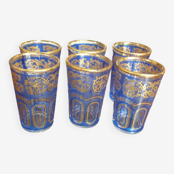 Six vintage Fath Moroccan tea glasses