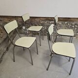 Set of 4 light yellow formica chairs