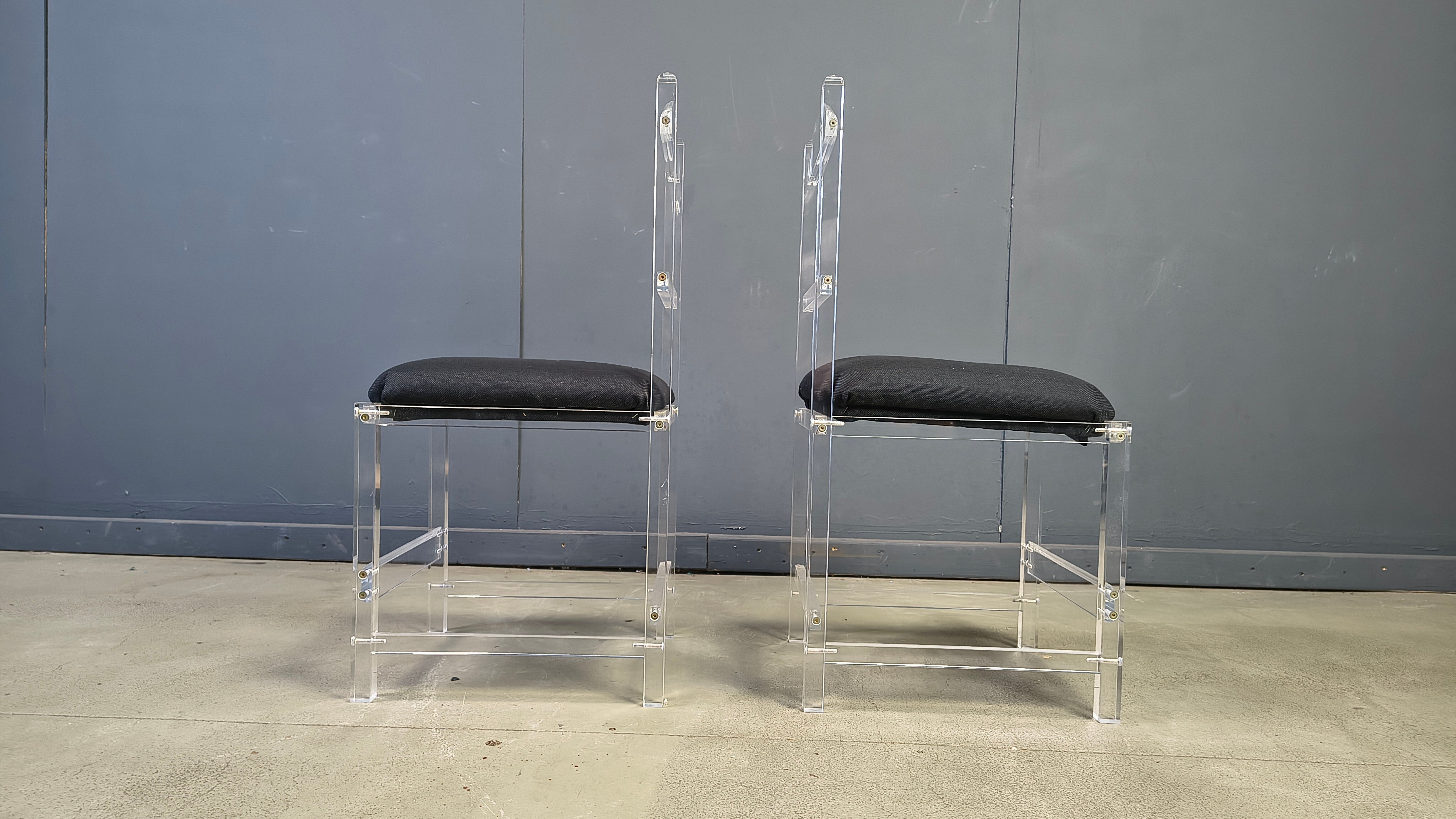 Lucite or plexi dining chairs, 1970s - set of 6