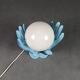 Lampe vintage mains et globe opaline - bleue - luminaire vintage