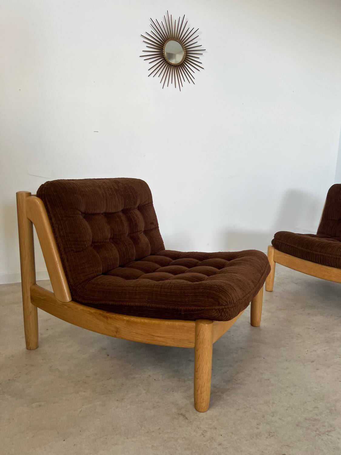 Old modular living room 7 armchairs and vintage Scandinavian design coffee table from the 60s