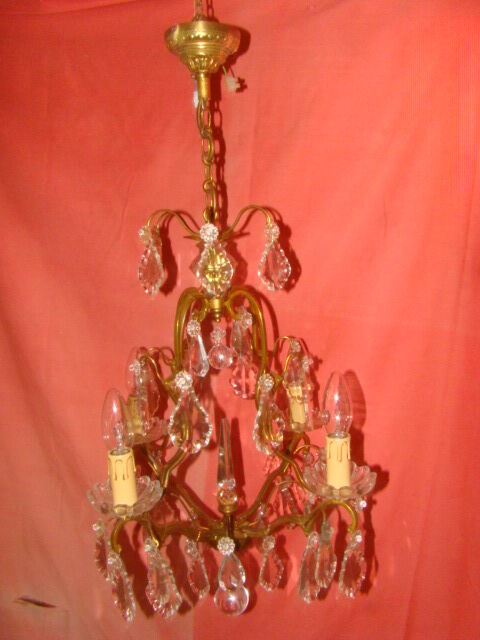 crystal chandelier type with a 4-arm light cage