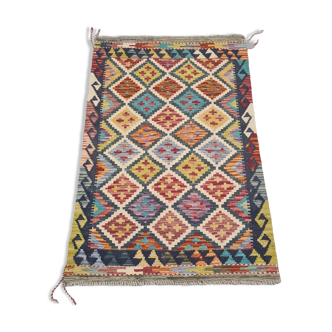 Tapis Kilim en laine afghan vintage 80x118, années 1980
