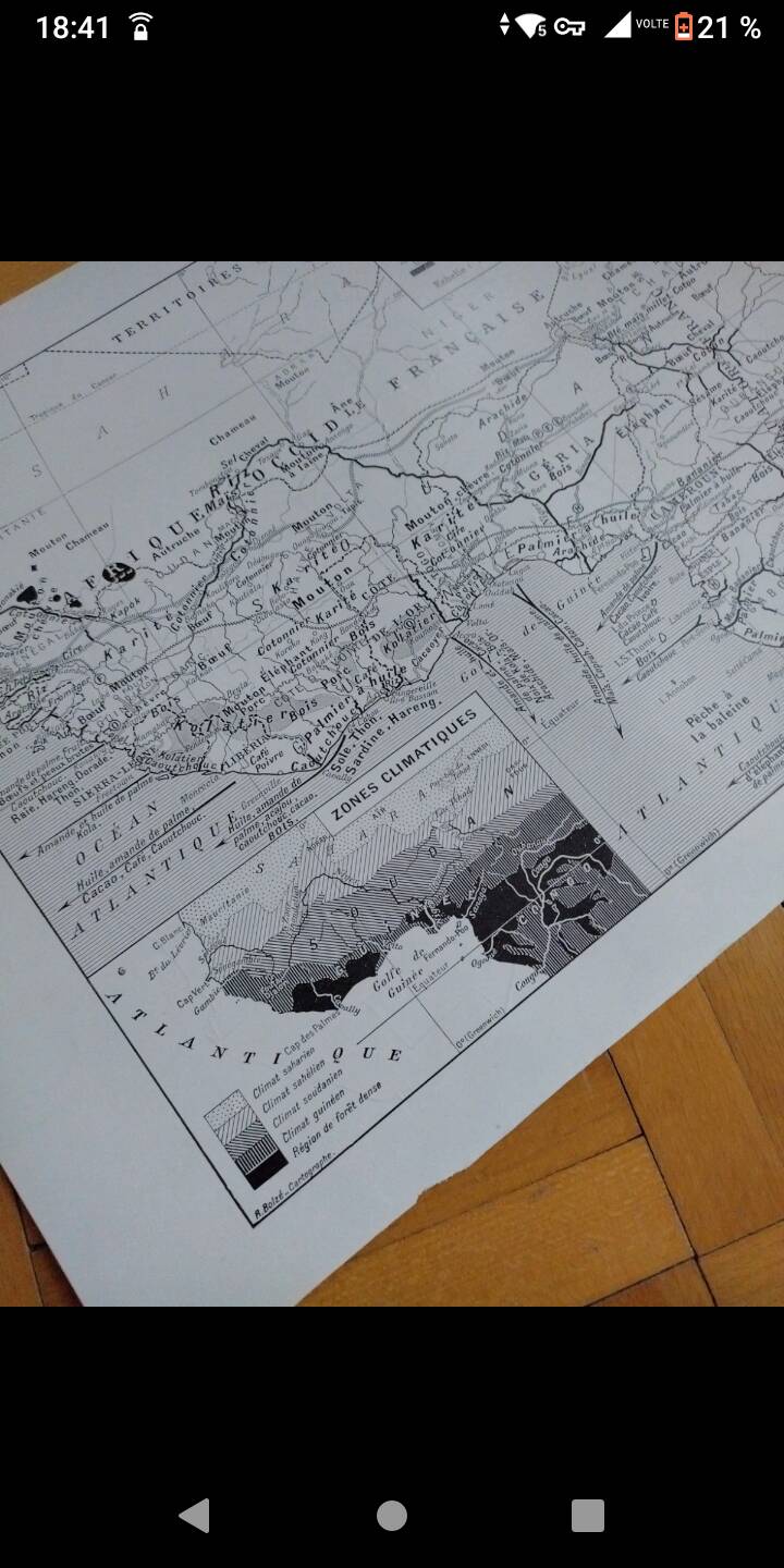 Old geographical map of West and Equatorial Africa Larousse