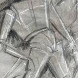 Signed cubist scene drawing