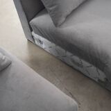 Silver velour corner sofa, Scandinavian design, 00s