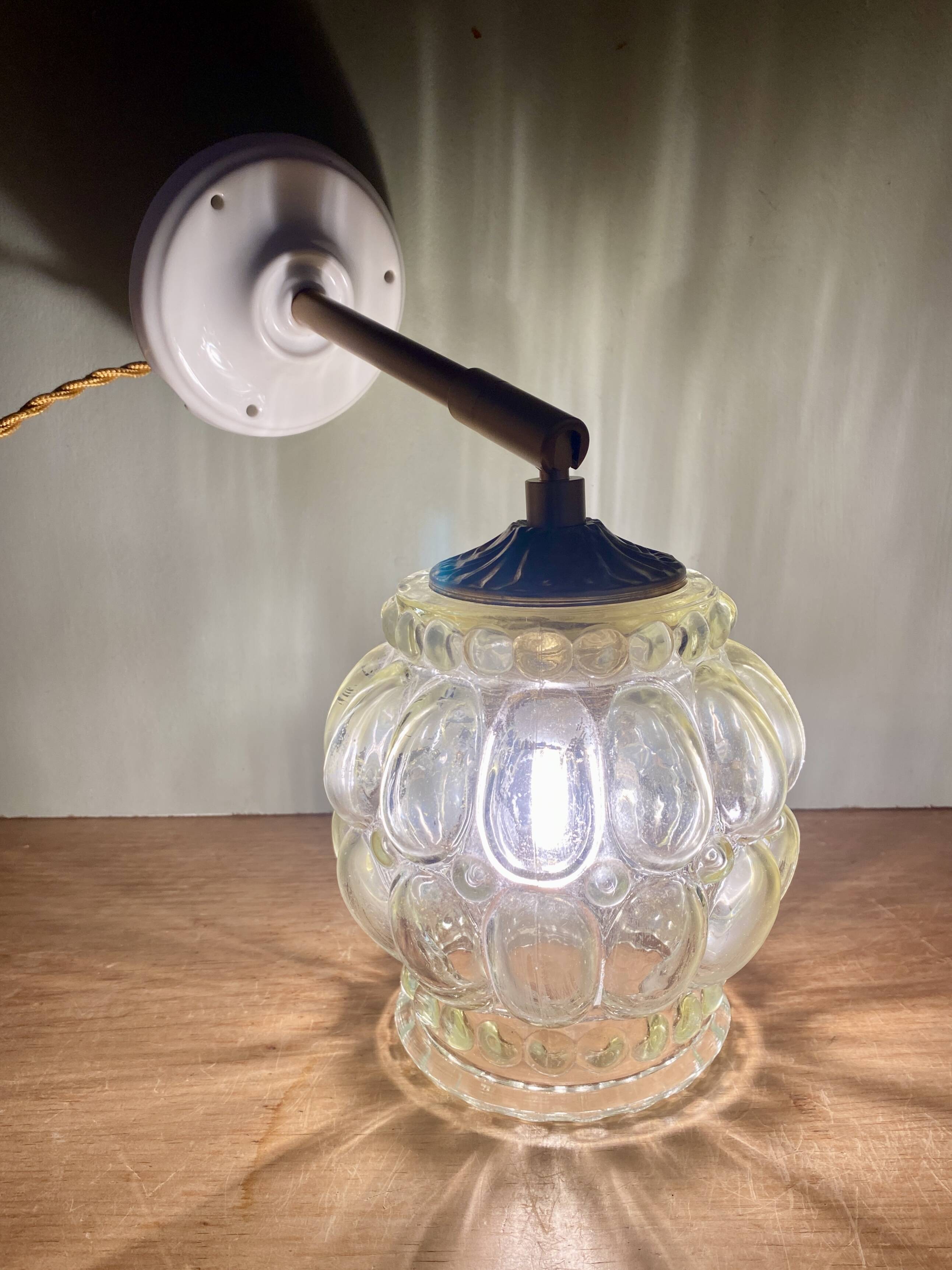 Vintage amber glass globe wall light