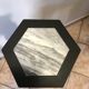 Hexagonal pedestal table with white grey marble top