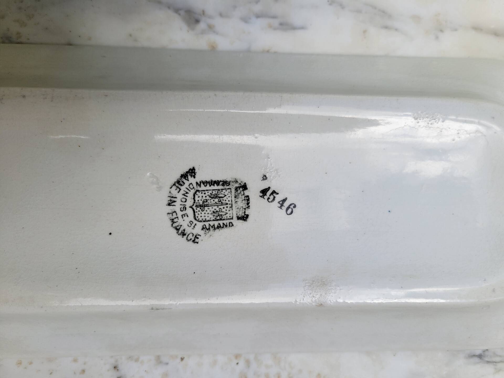 Sink and soap dish from the Saint Amand pottery, 1930.