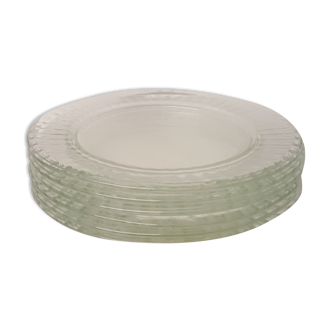 Set of 6 transparent glass plates