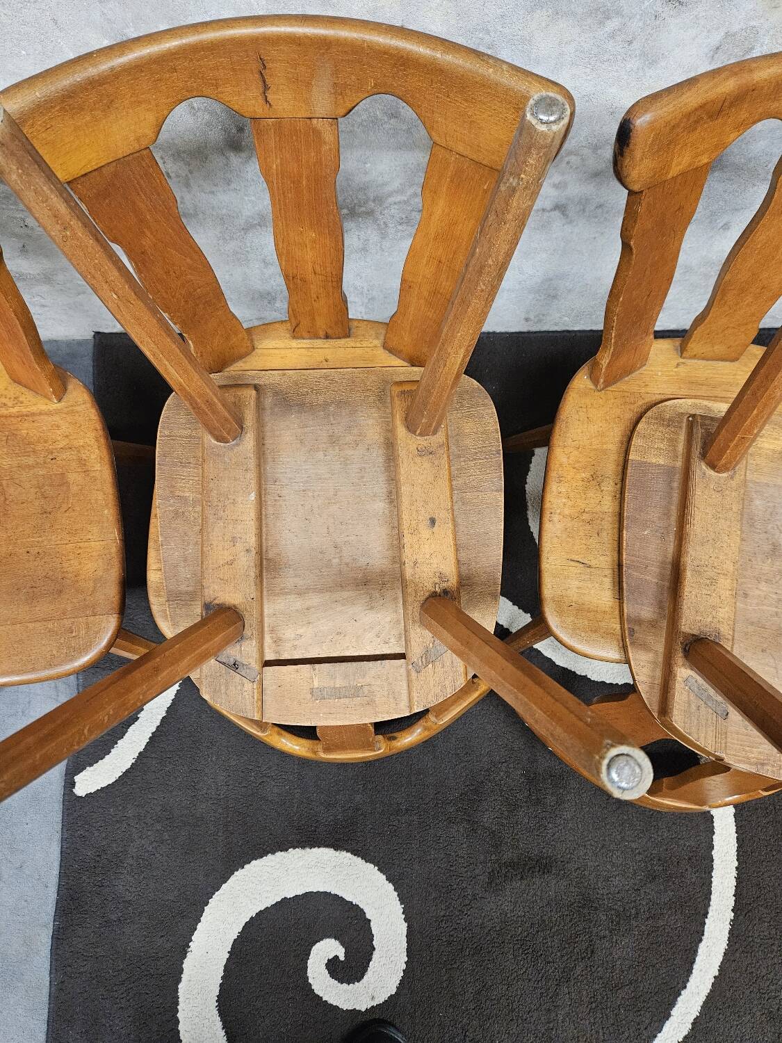 12 wooden bistro chairs, 1970