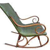 Set of 2 thonet style rocking chairs in green leatherette
