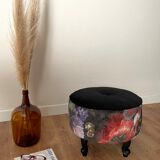 Pouf rond, rétro, fleuri