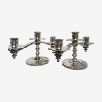 Candle holders or candlesticks made of silver metal