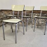 Set of 4 light yellow formica chairs