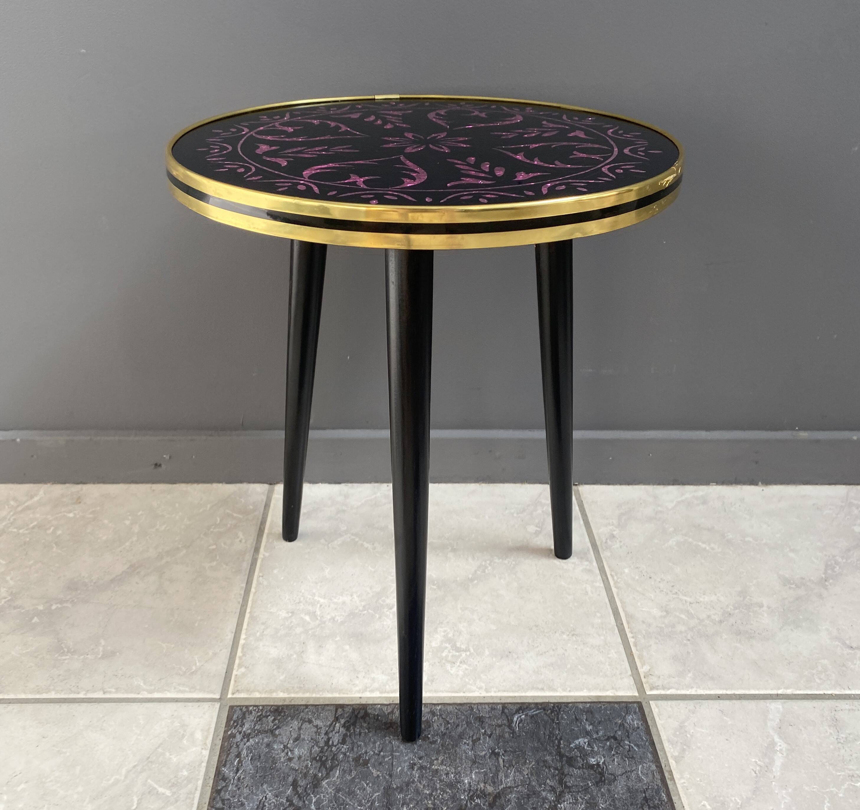 Petite table de plante en verre rond des années 1960