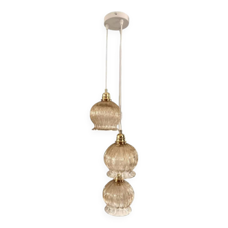 Suspension cascade 3 globes en verre