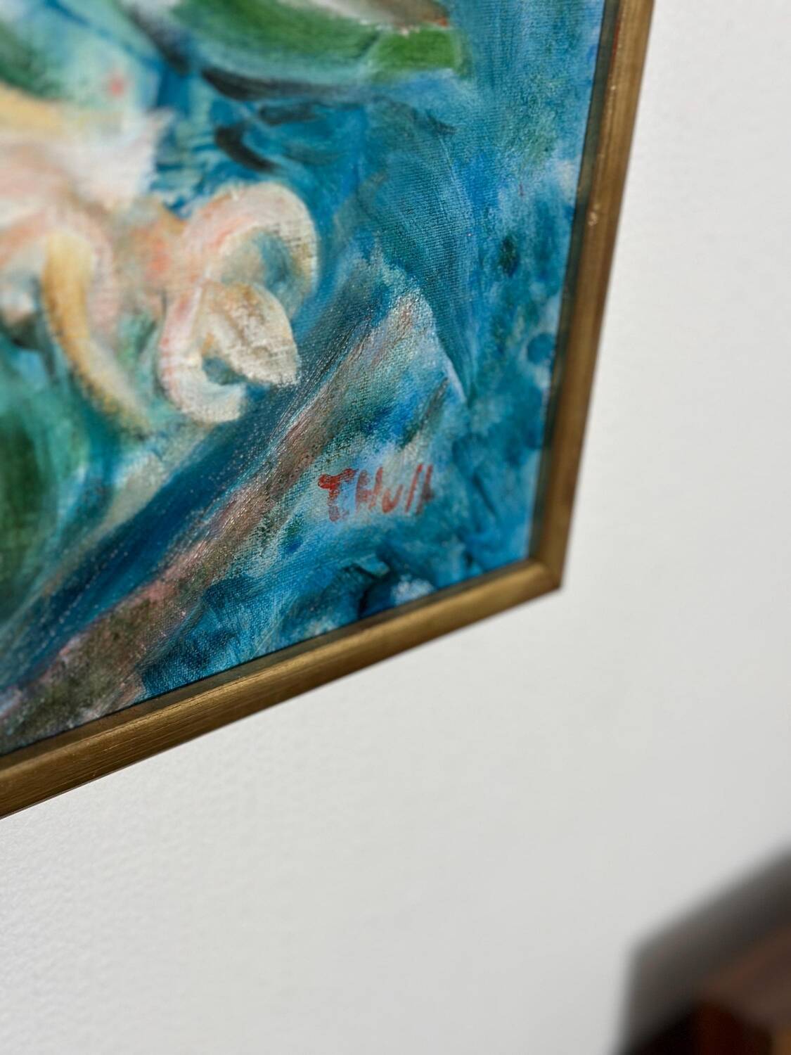 Mid Century Swedish Oil on Canvas – “White Lilies” by Torsten Hult