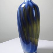 Vintage smoked glass vase lined with opaline, Murano bubble.