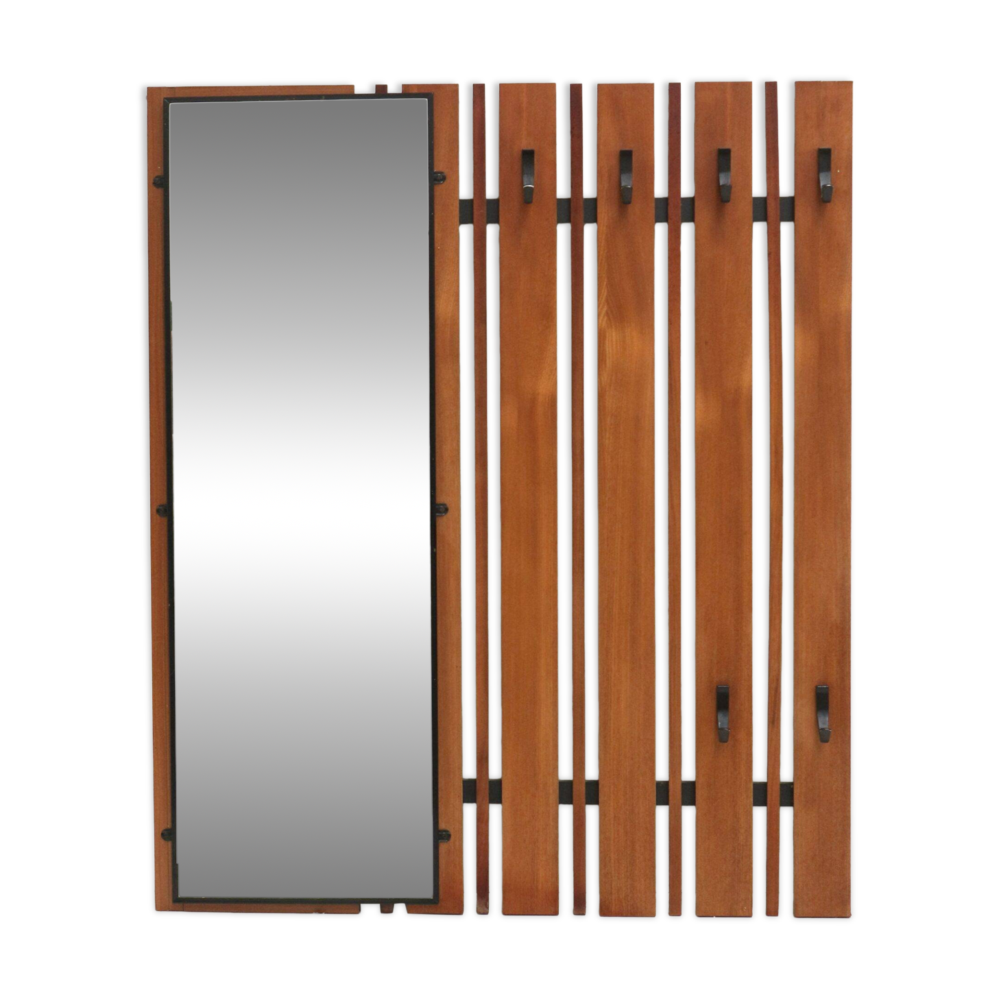 Vintage wall coat rack / coat rack with mirror from the 60s
