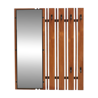 Vintage wall coat rack / coat rack with mirror from the 60s