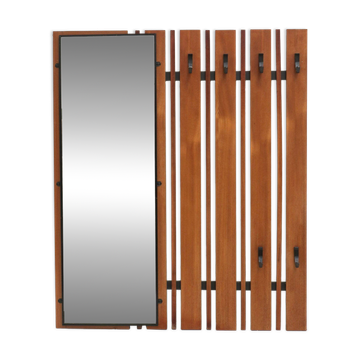 Vintage wall coat rack / coat rack with mirror from the 60s