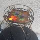 Plant door, iron harness forged twist black and golden and hand-painted ceramic tile