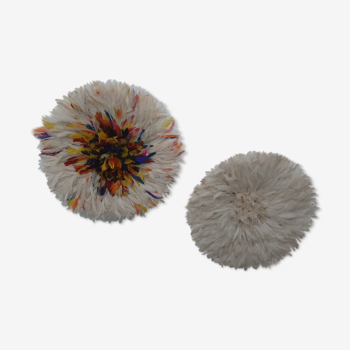 Set of 02 white and multicolored juju hats of 50 cm and 50 cm