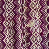 Vintage Romanian carpet brown design on yellow background 217x146cm