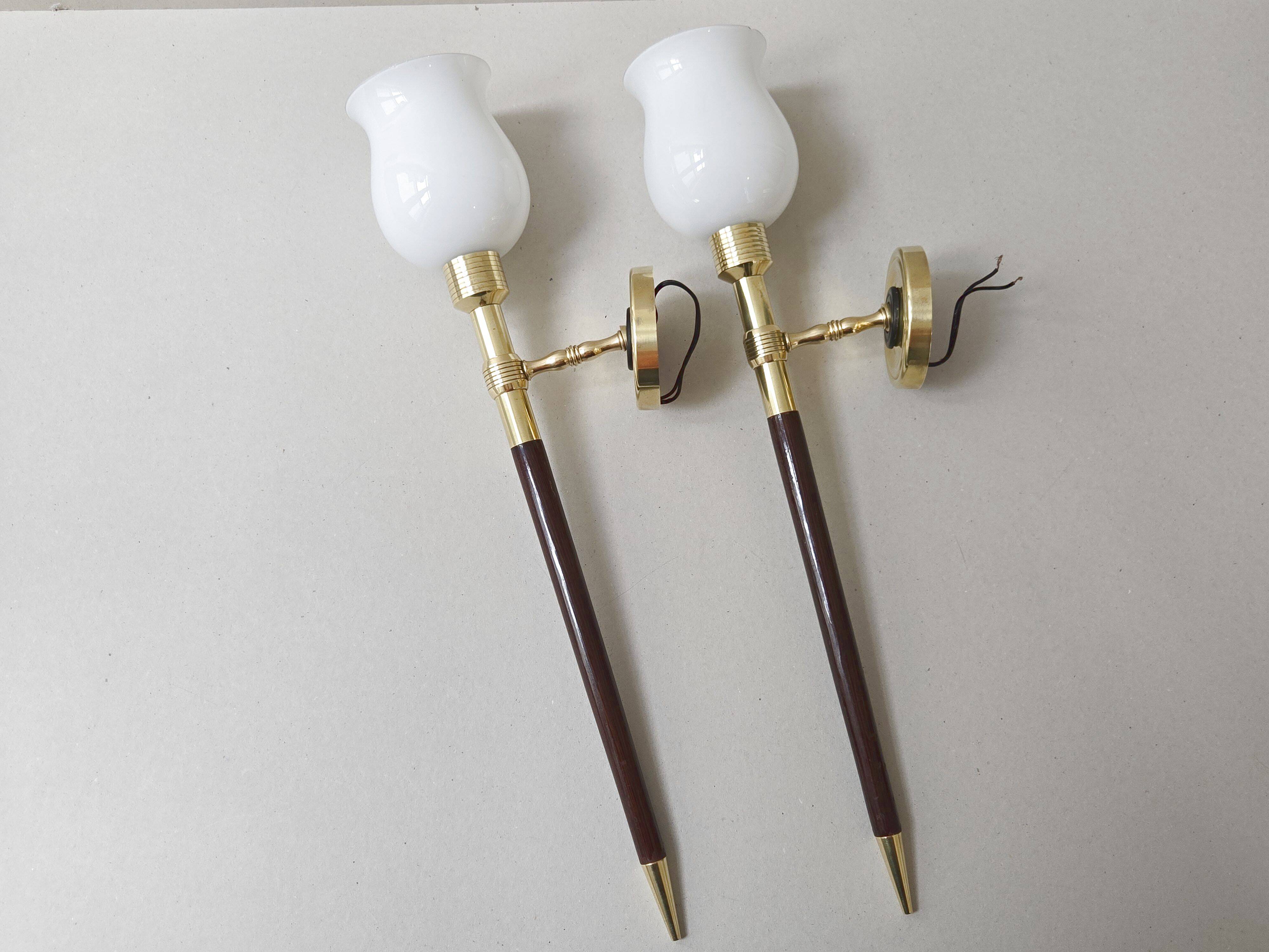 Pair of vintage wall lights Maison Lancel 1950