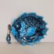 Beurrier en céramique bleue à décor de poisson et son couteau signés Vallauris, 1960