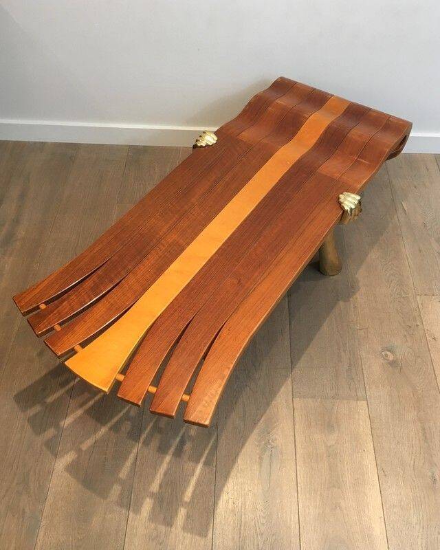 Unique coffee table made of a thick top