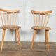 Pair of Scandinavian chair fabric light wood flower feet compasses