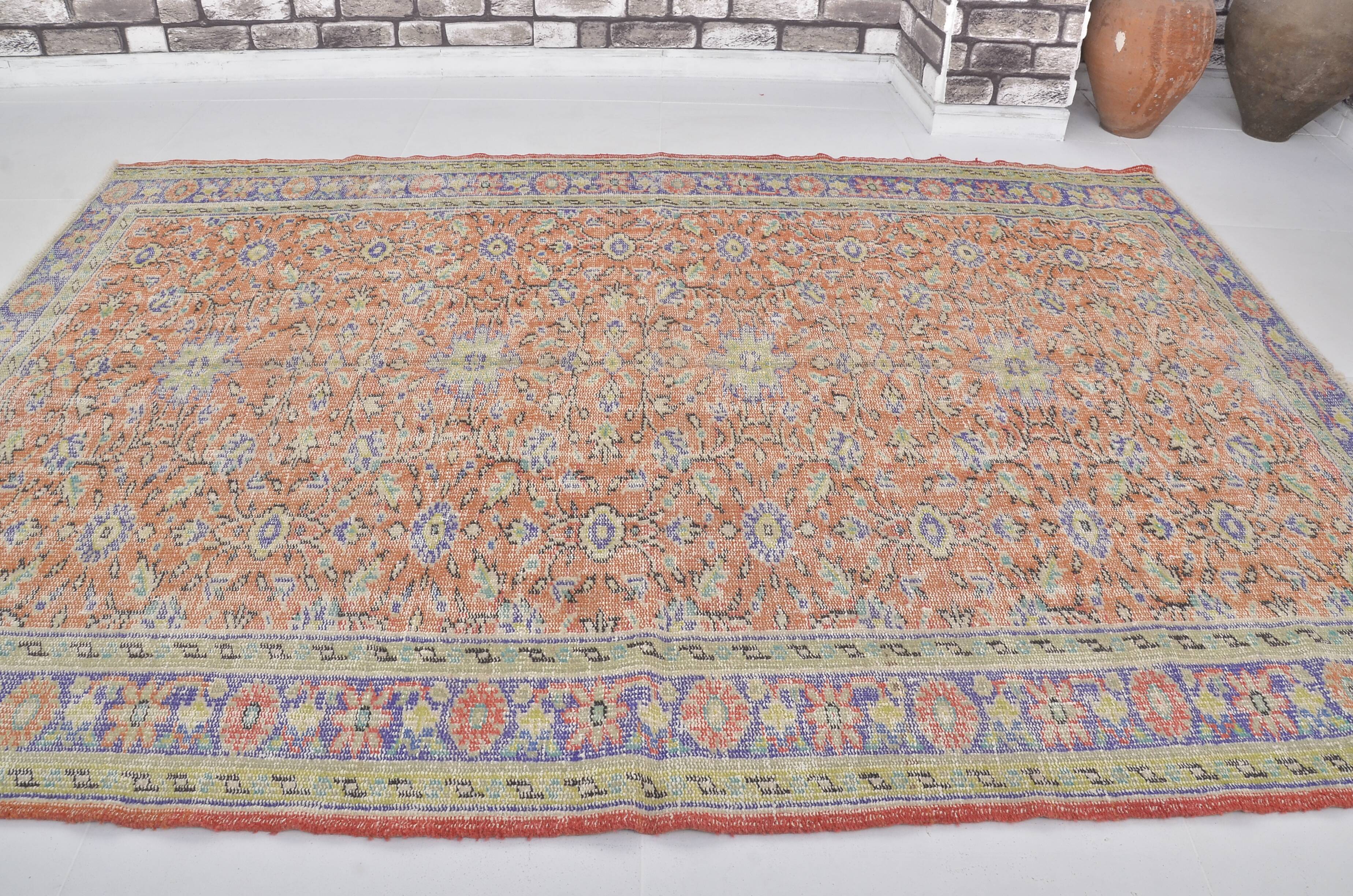 Apricou Colour Oushak  Floor Vintage Rug sku 2217