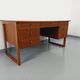 Double-sided executive desk sled legs vintage Scandinavian style in teak from the 60s