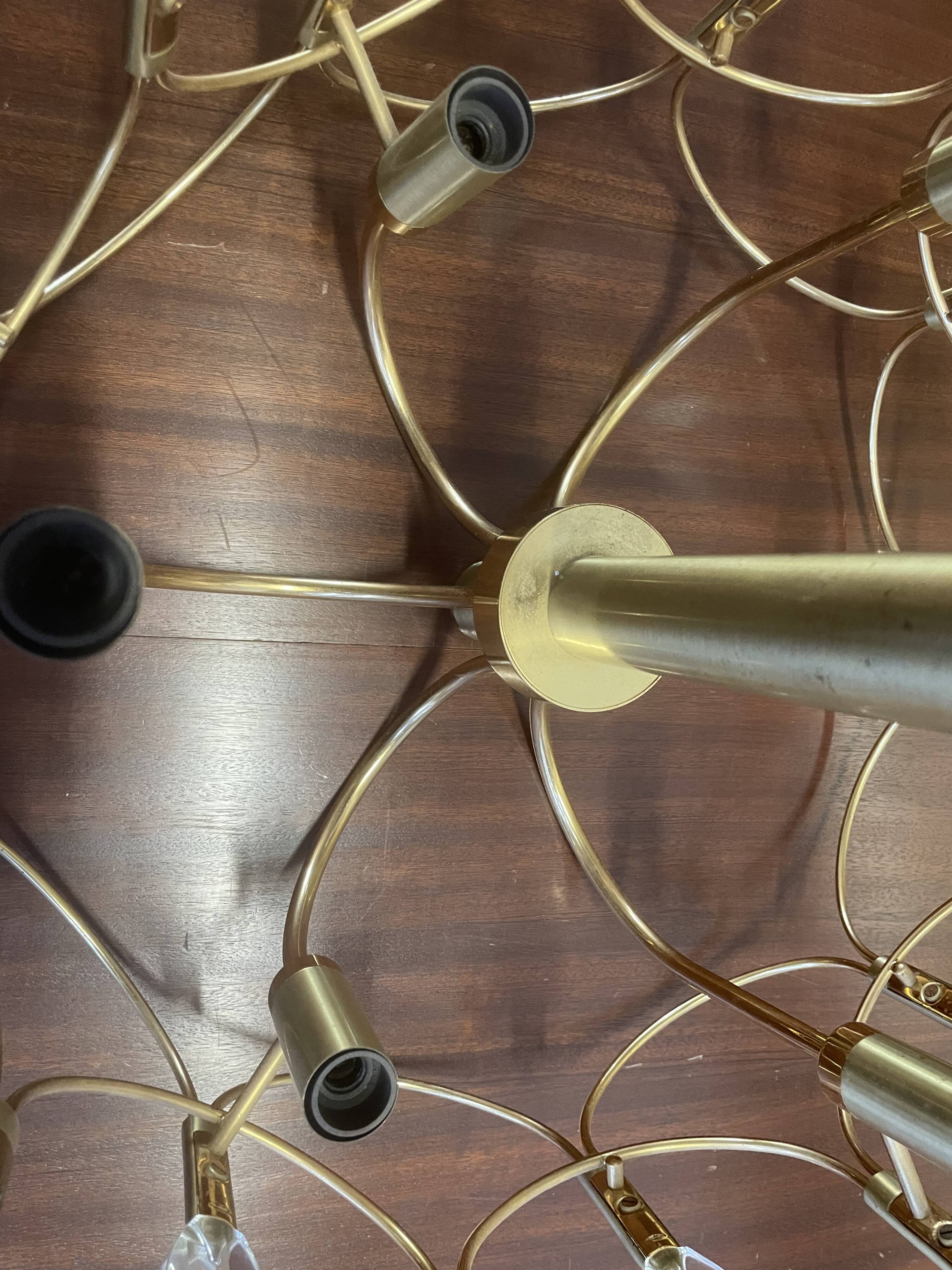 Brass and glass chandelier by Gaetano Sciolari