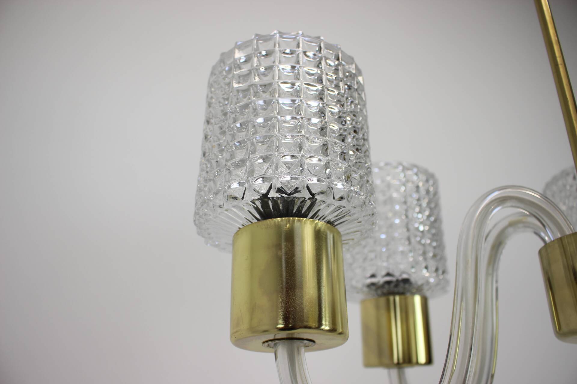 Art Deco All Glass Chandelier by Kamenicky Senov, 1960's, Czechoslovakia