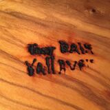 Empty wooden pocket signed Tony Bain Vallauris 50s