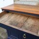 Antique solid wood sideboard – Deep blue & wooden top