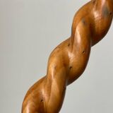 Turned wood lamp.