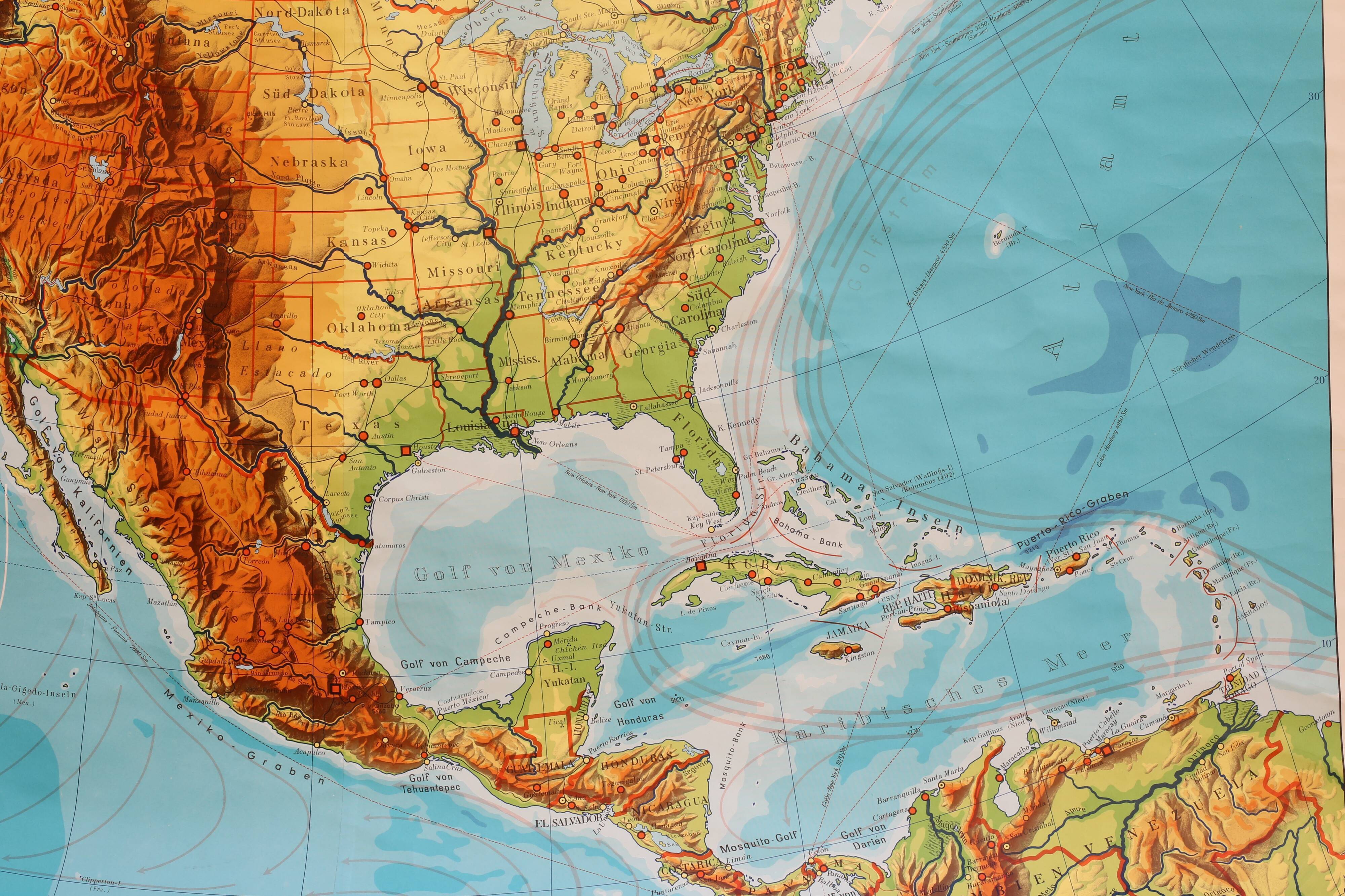 Carte murale de géographie allemande