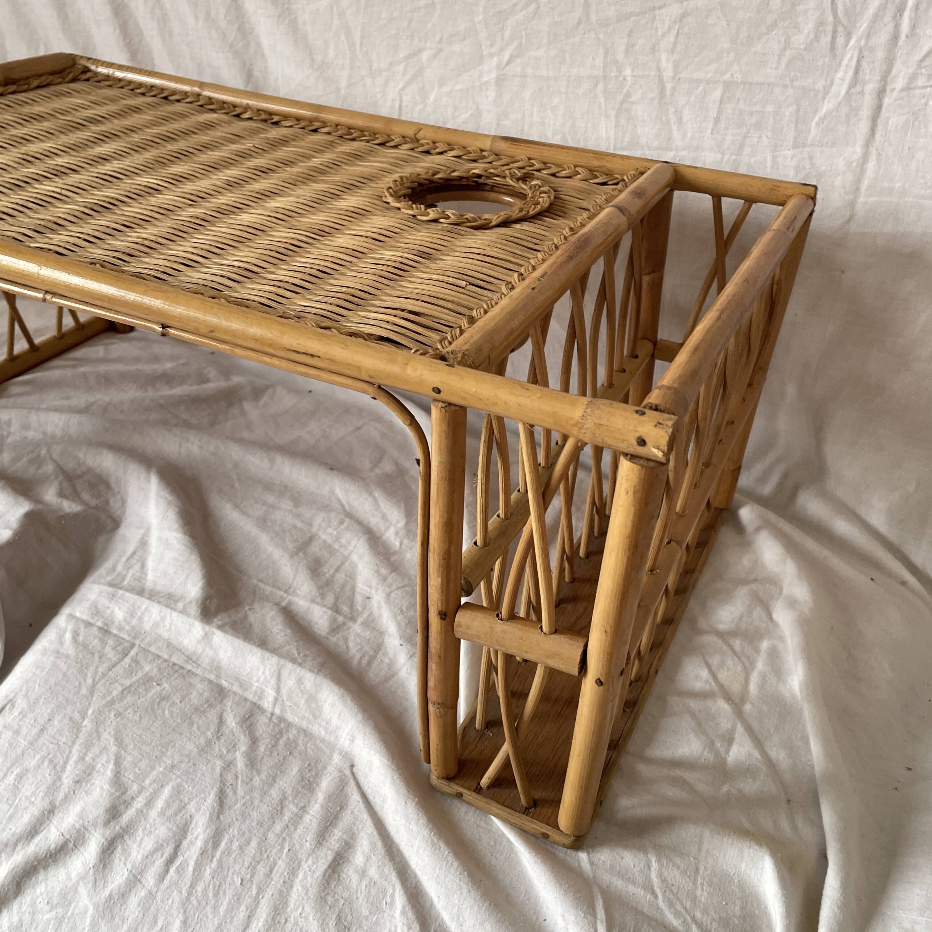 vintage rattan bed meal tray or coffee table design 1960 60