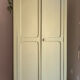 Antique Parisian wardrobe in sage green patina