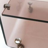 Michel Dumas smoked plexiglass rolling trolley for Roche Bobois 1970
