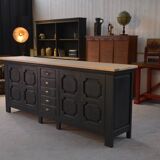 Large 4-door, 5-drawer sideboard in solid oak, 1950s