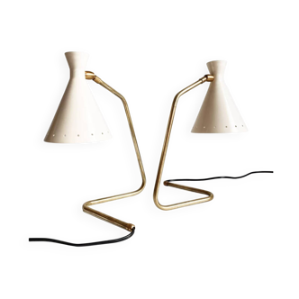 Pair of Italian "cocotte" lamps, 1950s design.