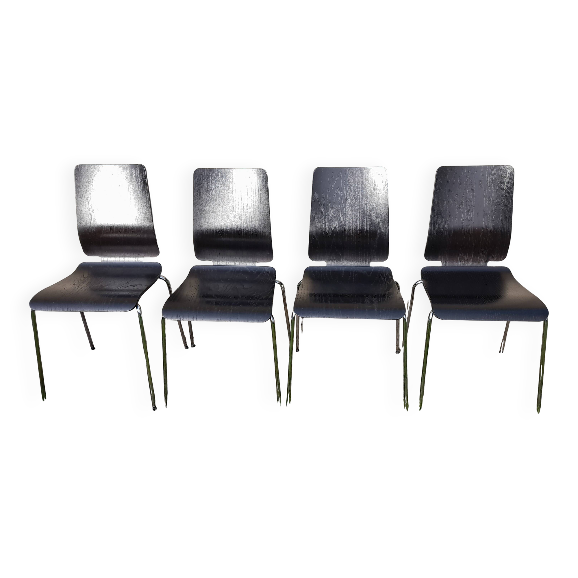 4 chaises IKEA modèle Gilbert en contreplaqué de chêne courbé